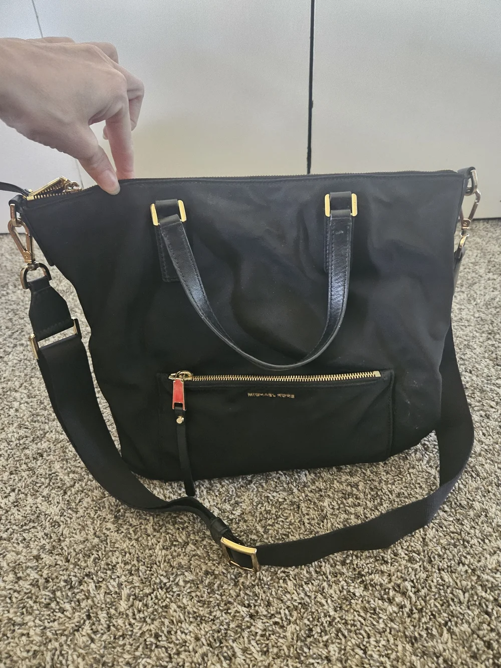 Michael Kors Black Tote with Gold Logo Trim